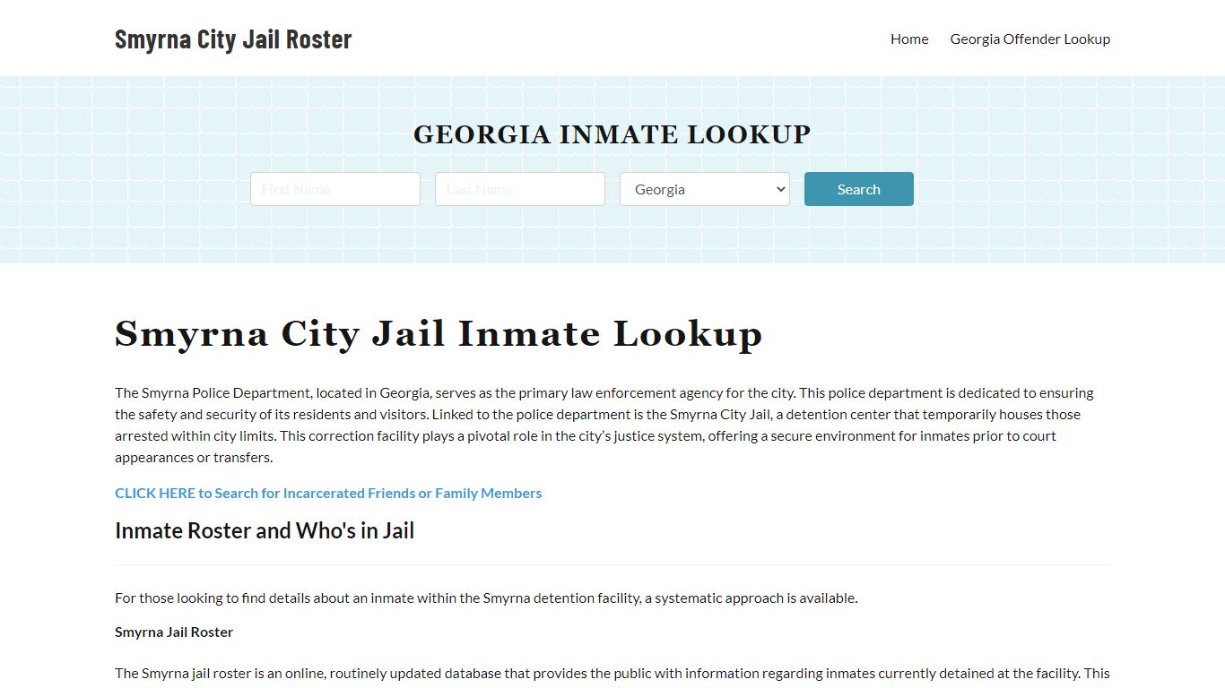 Smyrna Police Department & City Jail, GA Inmate Roster, Arrests, Mugshots